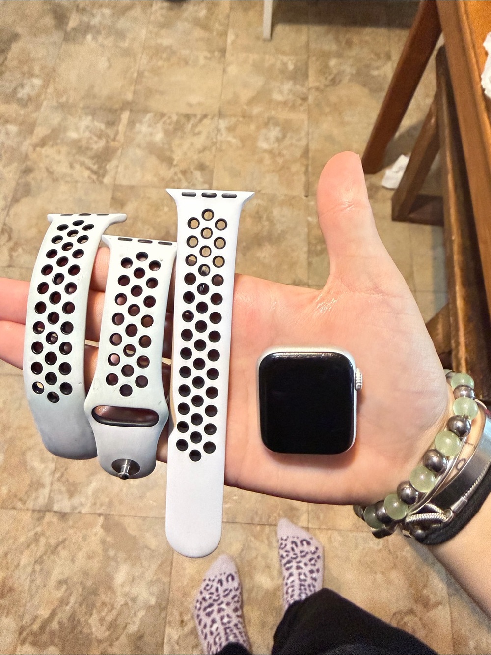 Nike White Perforated Sport Bands with Silver Watch Case